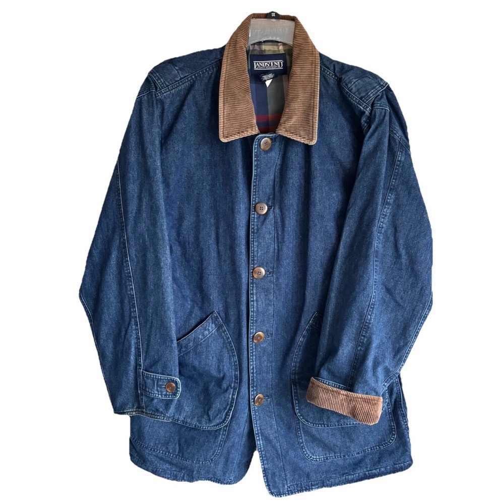 Lands End Vintage Barn Coat Utility Jacket Chore Denim Jacket Large Tall